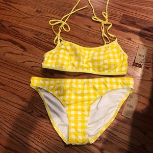 NWT Cremieux yellow and white bikini set Large